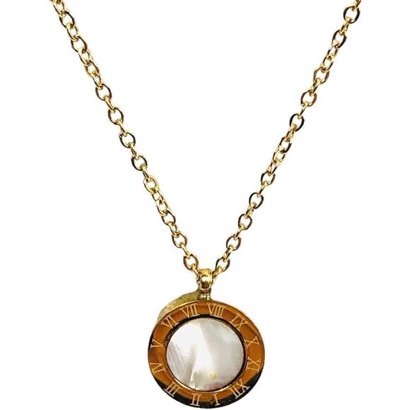 NEW Roman Numerals Reversible Gold Necklace Earrings Set - Picture 9 of 13